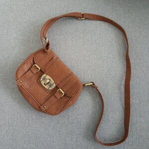 (2for$10) d-fusion Brown Turnlock Small Crossbody Bag